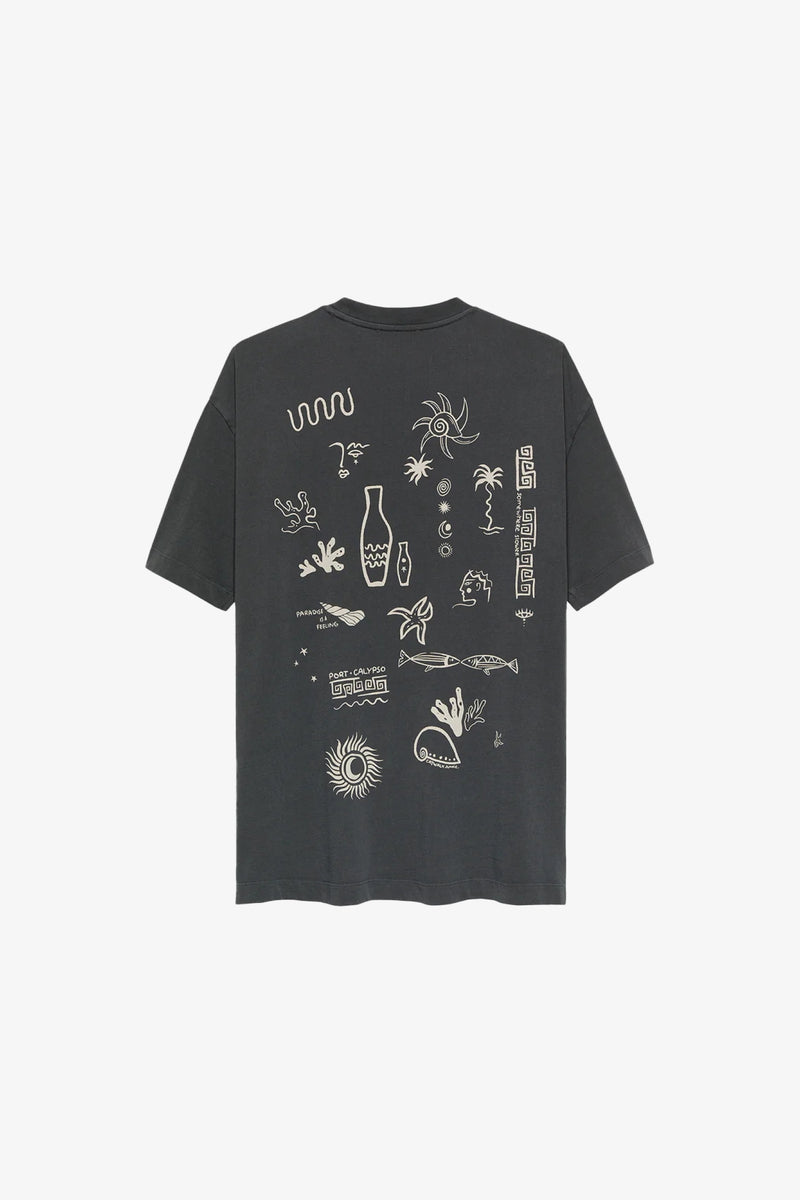 T-shirt Oversized Graphic Fish - faded black