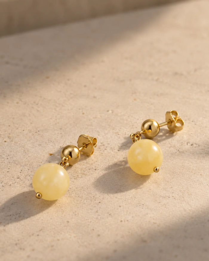 Oorbellen Nora - yellow jade