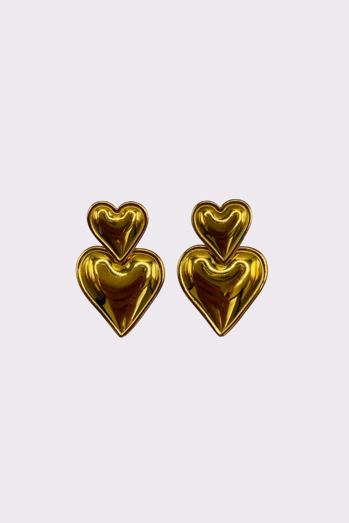 Oorstekers Double Heart - goud