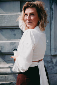Shirt Knitted Longsleeve Detail Back Feather - off white