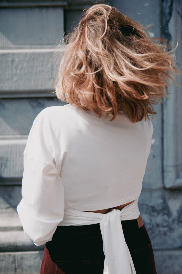 Shirt Knitted Longsleeve Detail Back Feather - off white