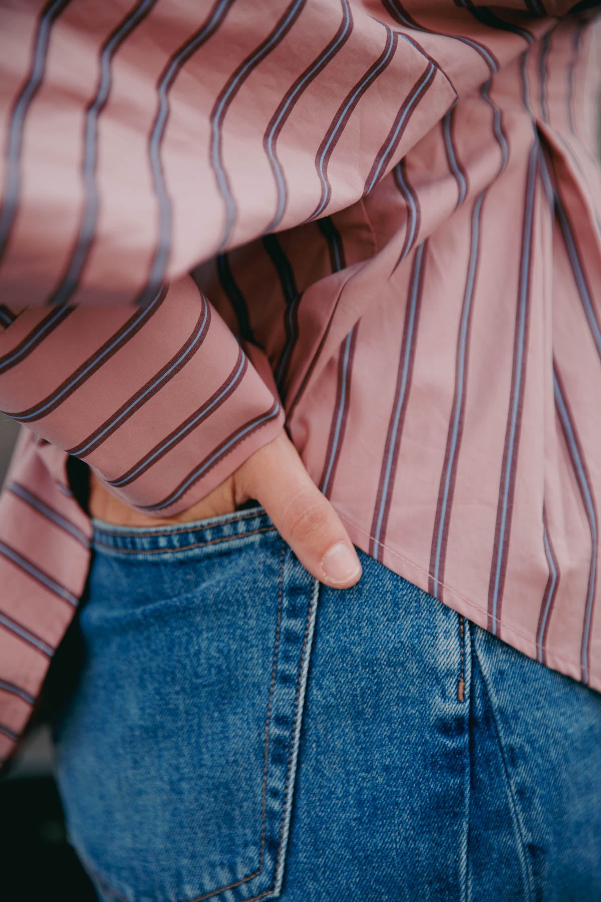 Blouse With Waist Pleats - pink sky
