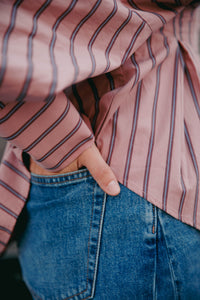 Blouse With Waist Pleats - pink sky