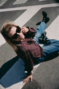Blouse Check Shoulder Pads Naro - check