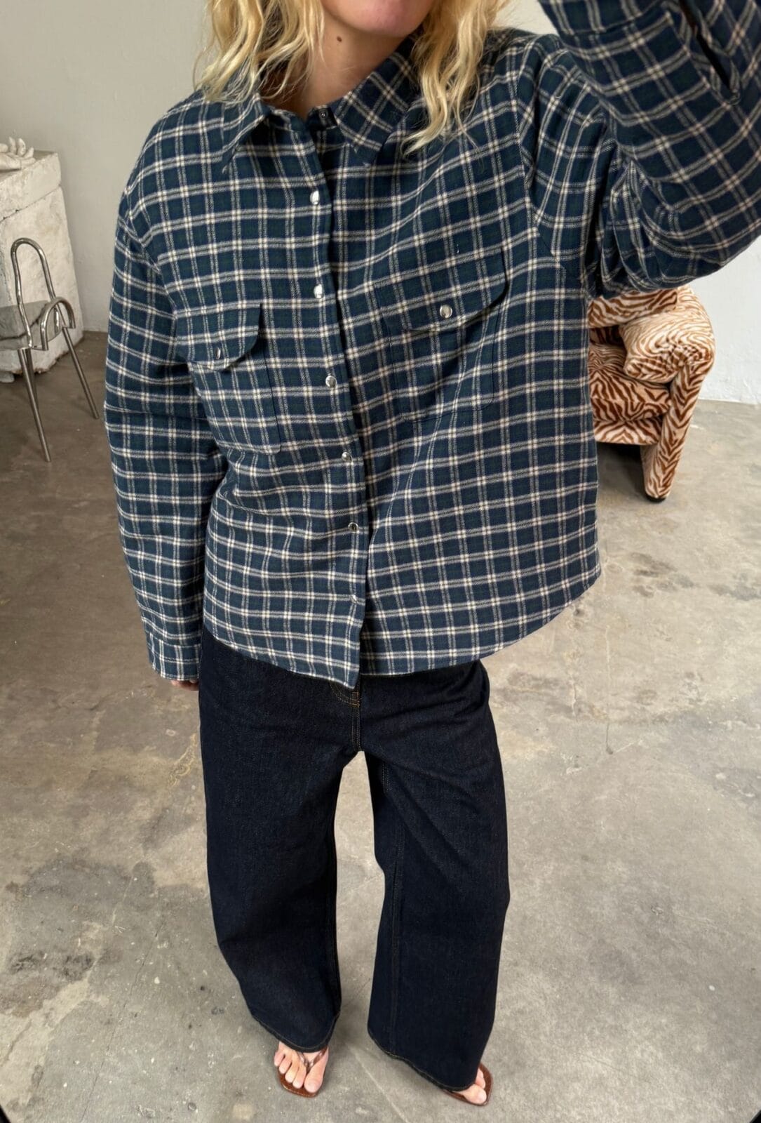 Hemd Rikka Overshirt - blue green check