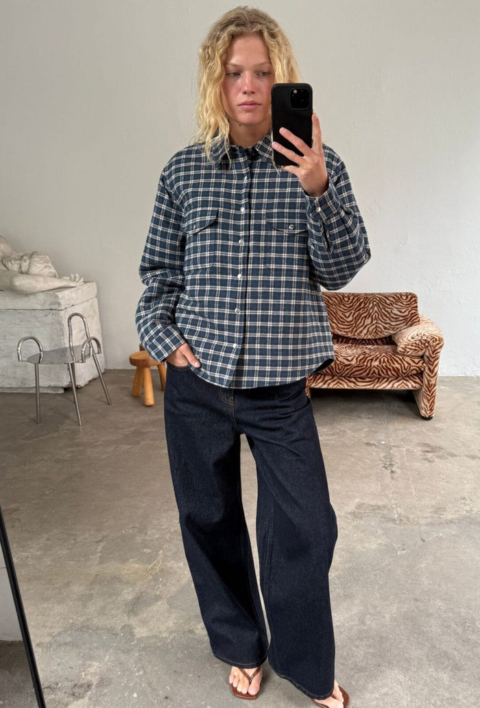 Hemd Rikka Overshirt - blue green check