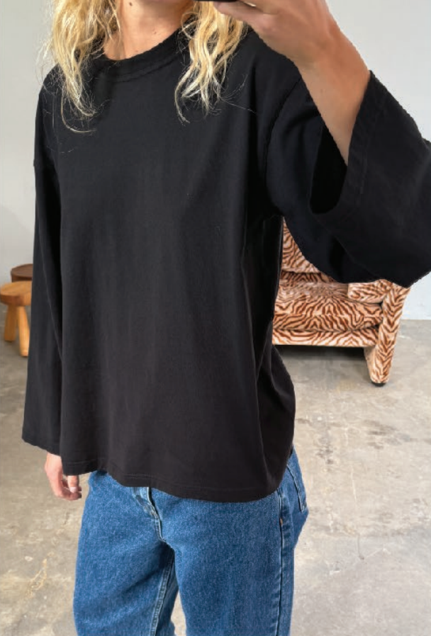 Shirt Alberte O-Neck Boxy - black