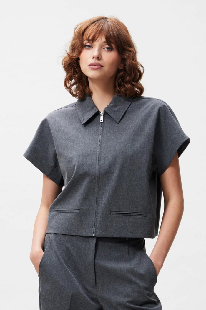 Jasje Short Sleeve - Dark Grey Melange