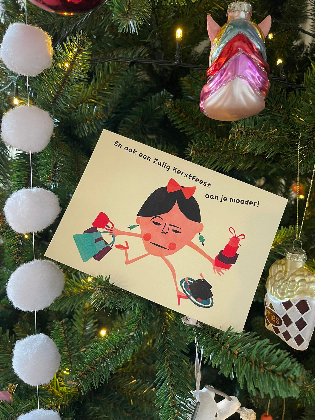 Kerstkaartje - En ook een zalig Kerstfeest aan je moeder!