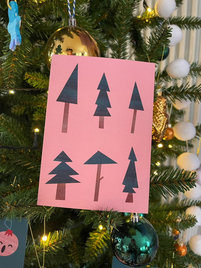 Kerstkaartje - Dennebomen