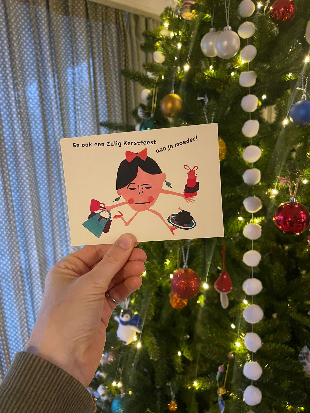 Kerstkaartje - En ook een zalig Kerstfeest aan je moeder!