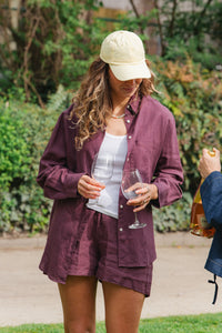 Blouse Linen Oversized - oxblood red