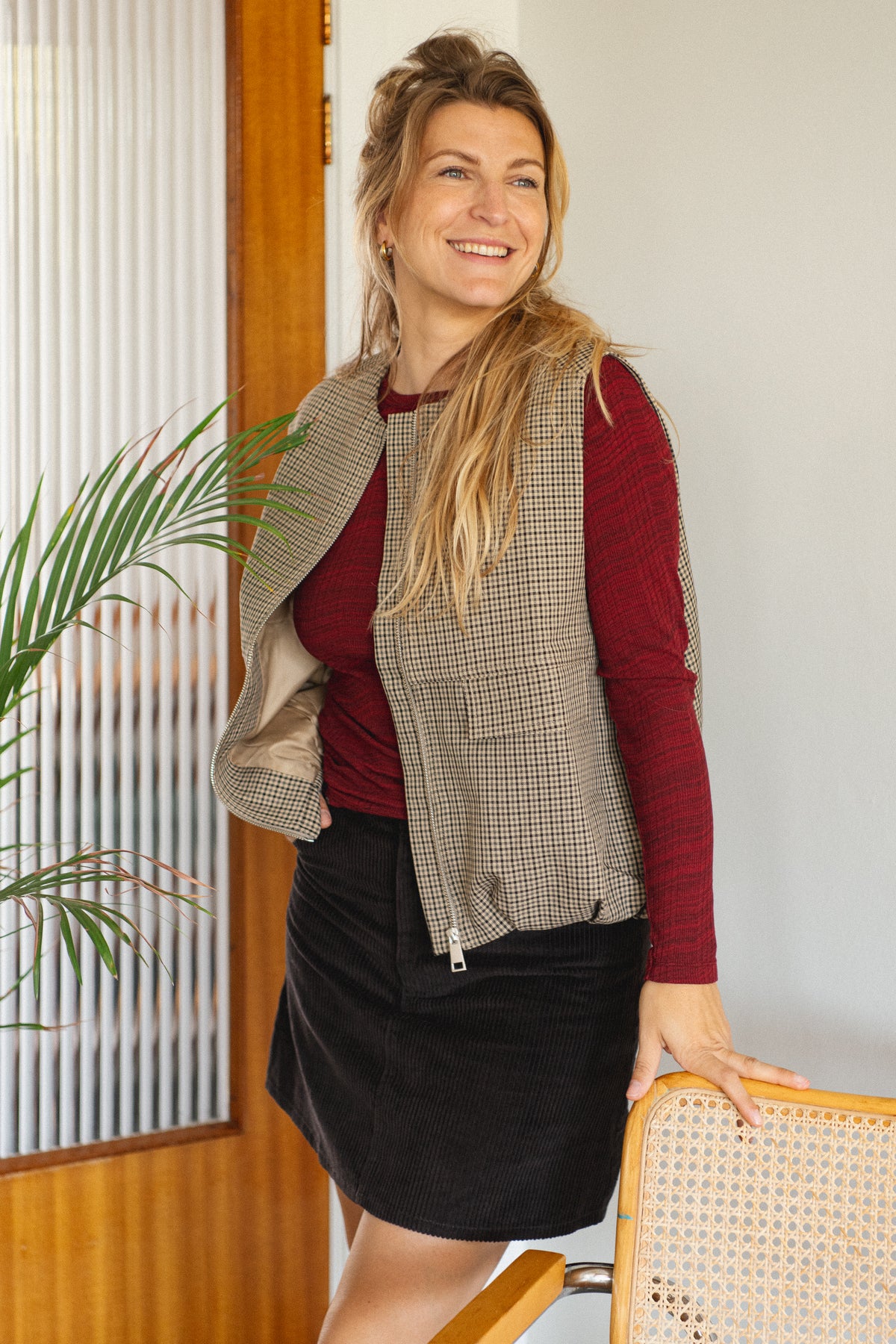Check Bodywarmer - Brown