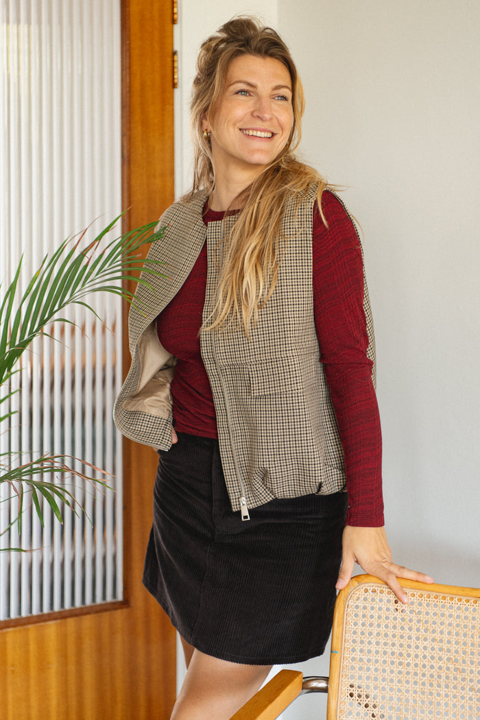 Check Bodywarmer - Brown