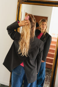 Blazer Pinstripe with back detail - Dark Grey Melange