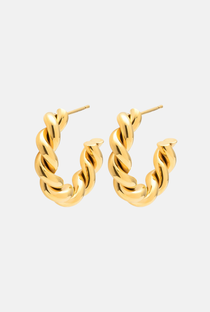 Oorstekers Chunky Twisted Hoops - goud