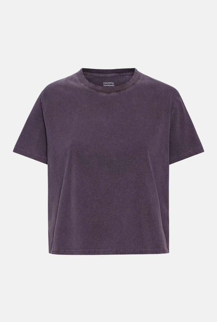 T-shirt Organic Boxy Crop - faded grape