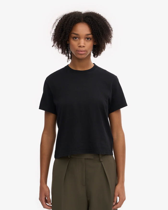 T-shirt Organic Boxy Crop - deep black