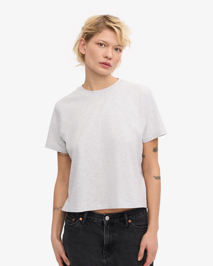 T-shirt Organic Boxy Crop - snow melange