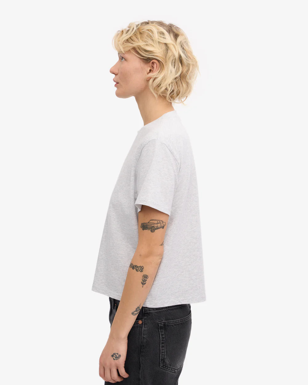 T-shirt Organic Boxy Crop - snow melange