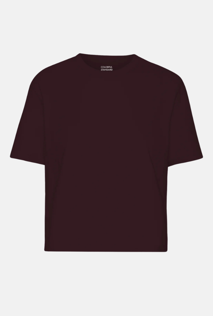 T-shirt Organic Boxy Crop - oxblood red