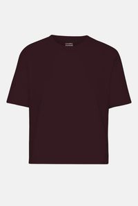 T-shirt Organic Boxy Crop - oxblood red