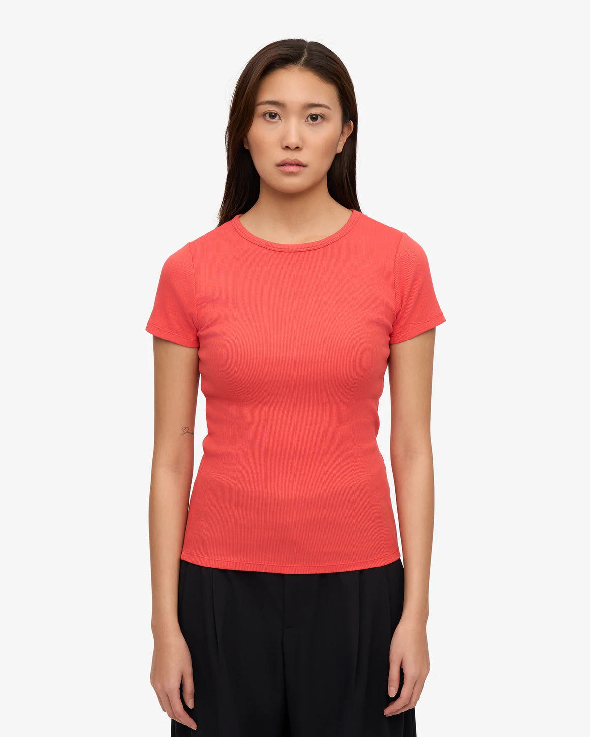 T-shirt Organic Rib SS - red tangerine