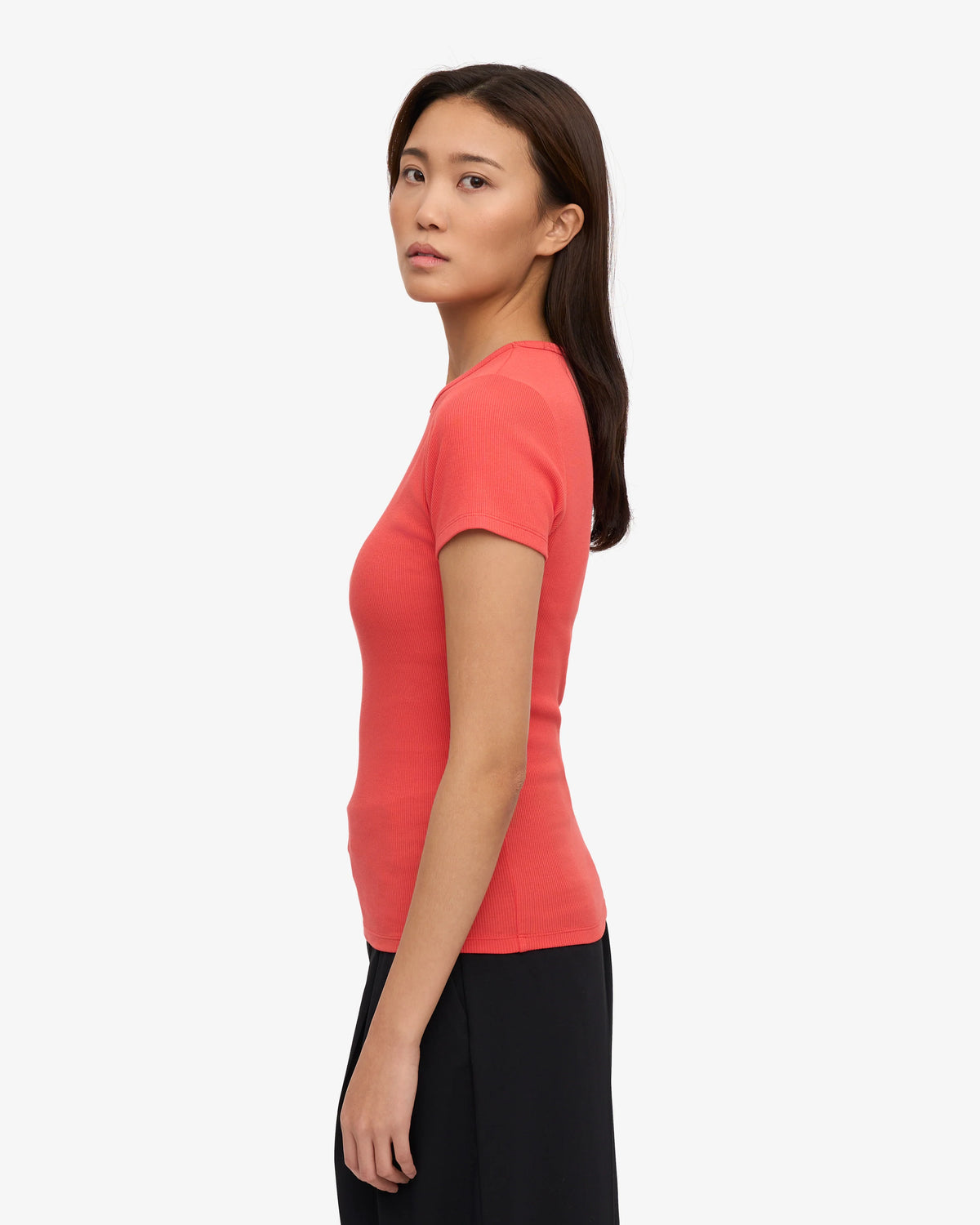 T-shirt Organic Rib SS - red tangerine