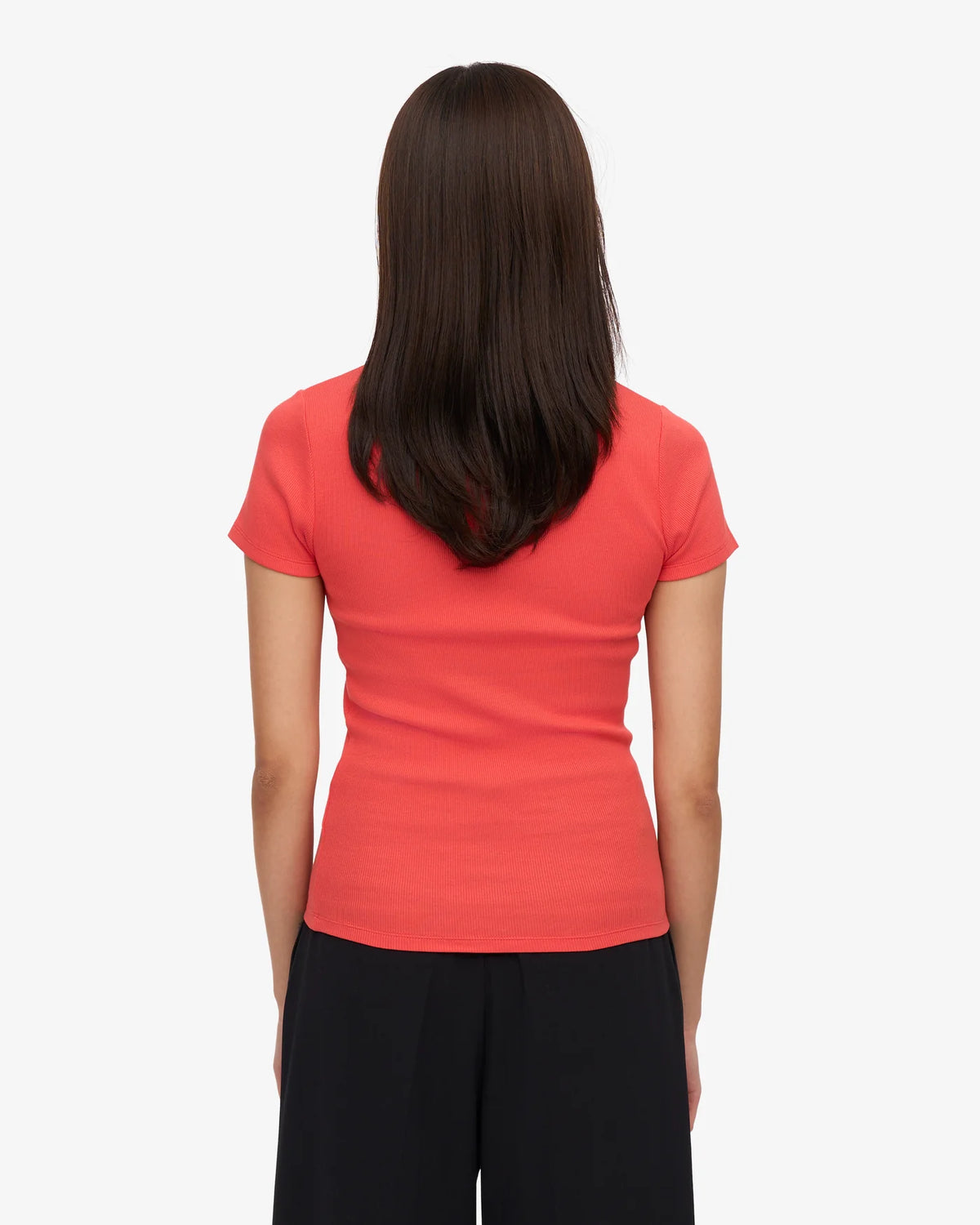 T-shirt Organic Rib SS - red tangerine