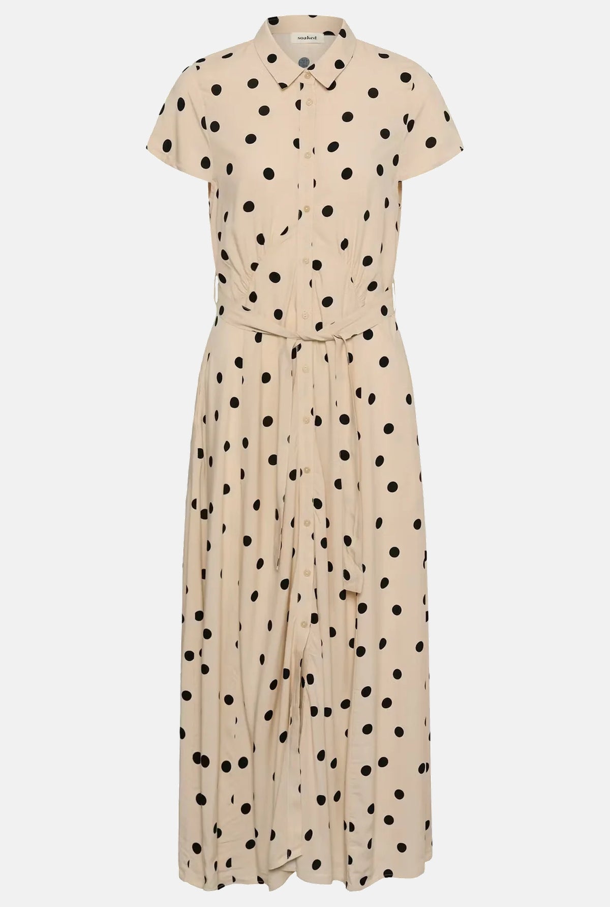 jurk Arjana Maxi - oatmeal wit black dots
