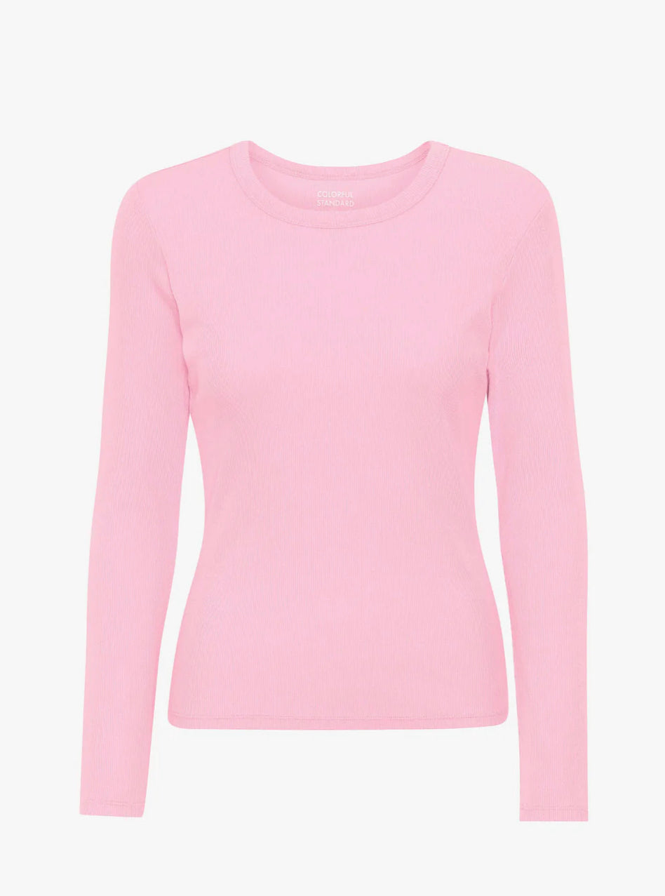 T-shirt Organic Rib LS - roze (flamingo)