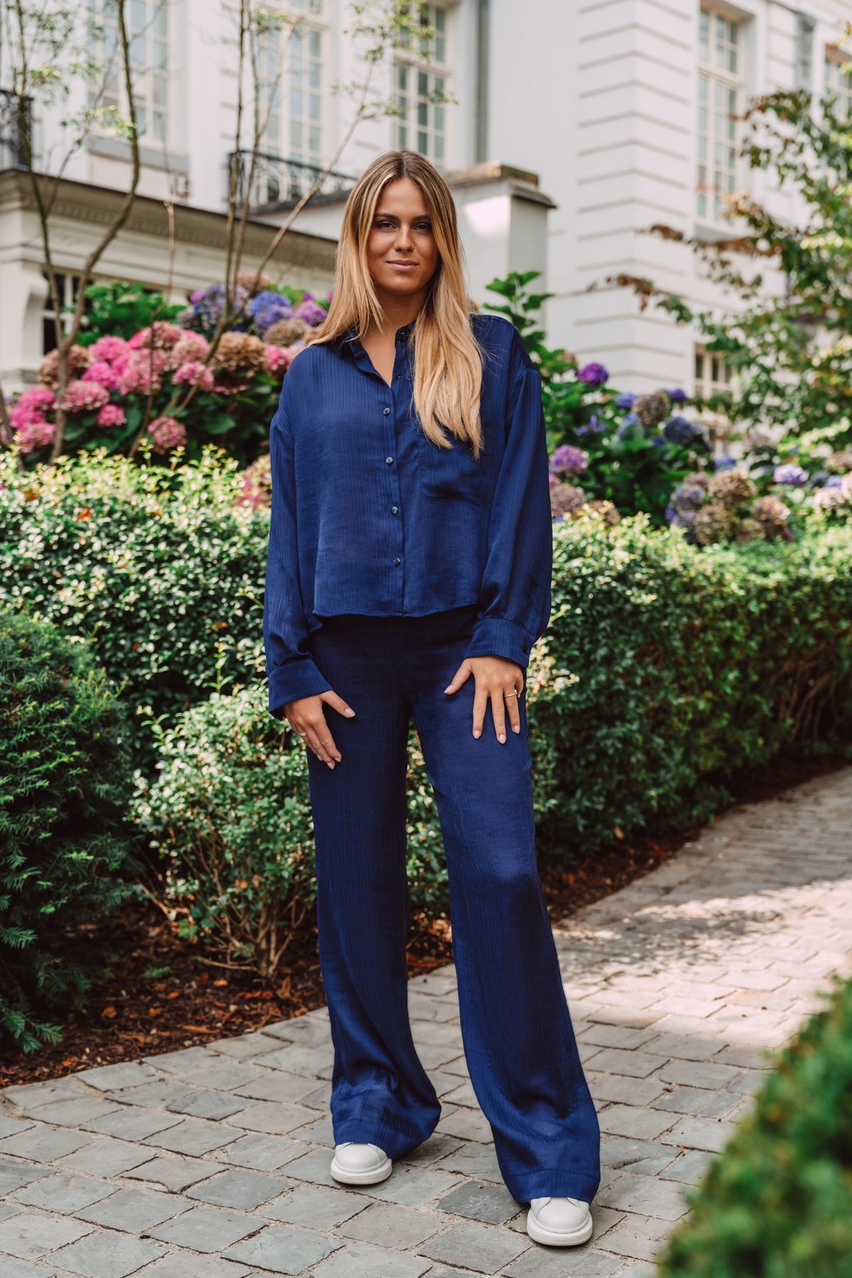 One By Two Broek Jane - marineblauw