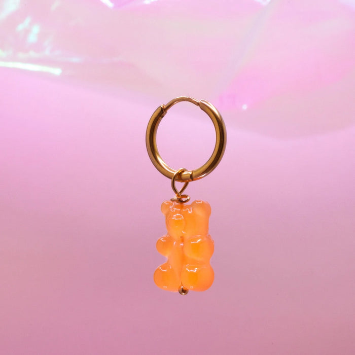 Oorhangers Bright Orange Gummy Bear - goud/oranje