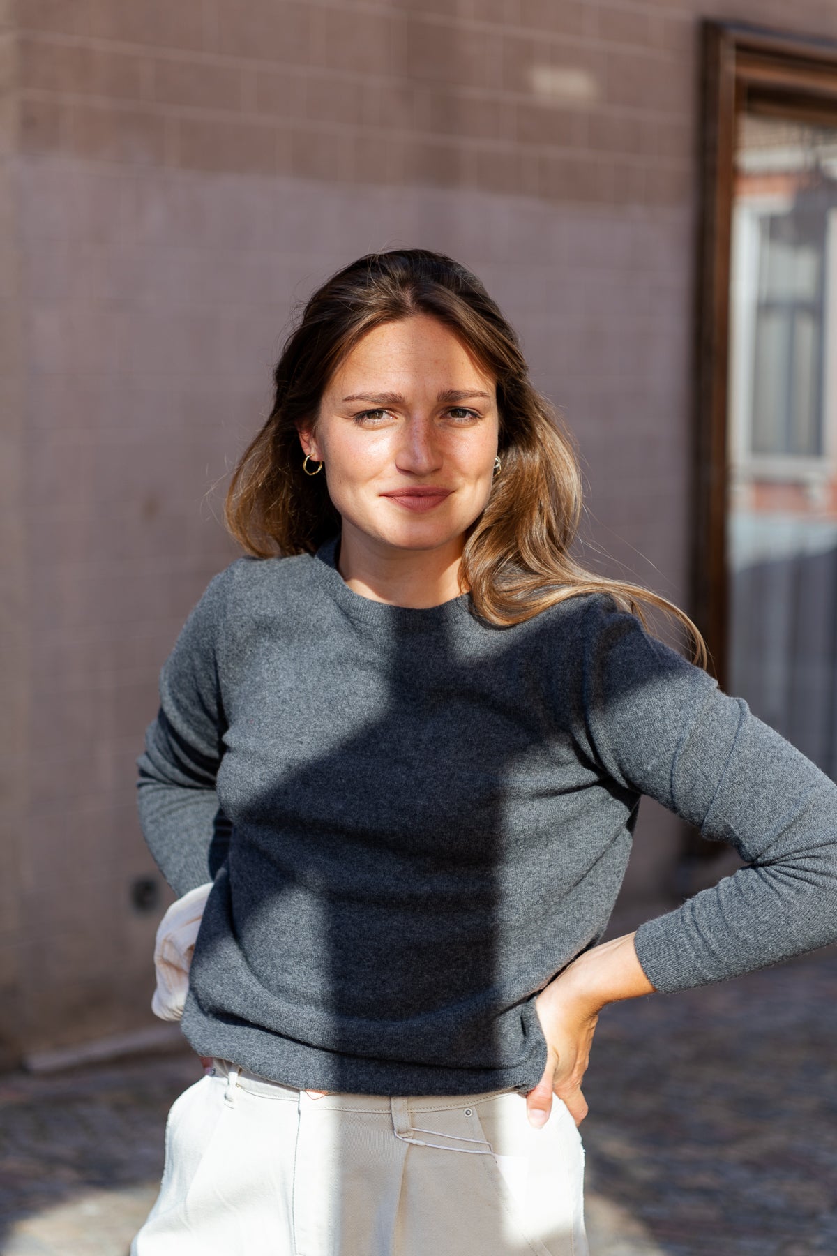 Trui Light Merino Wool Crew - donkergrijs