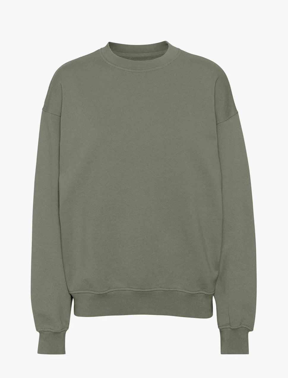 Sweater Organic Oversized Crew - olijfgroen (dusty olive)