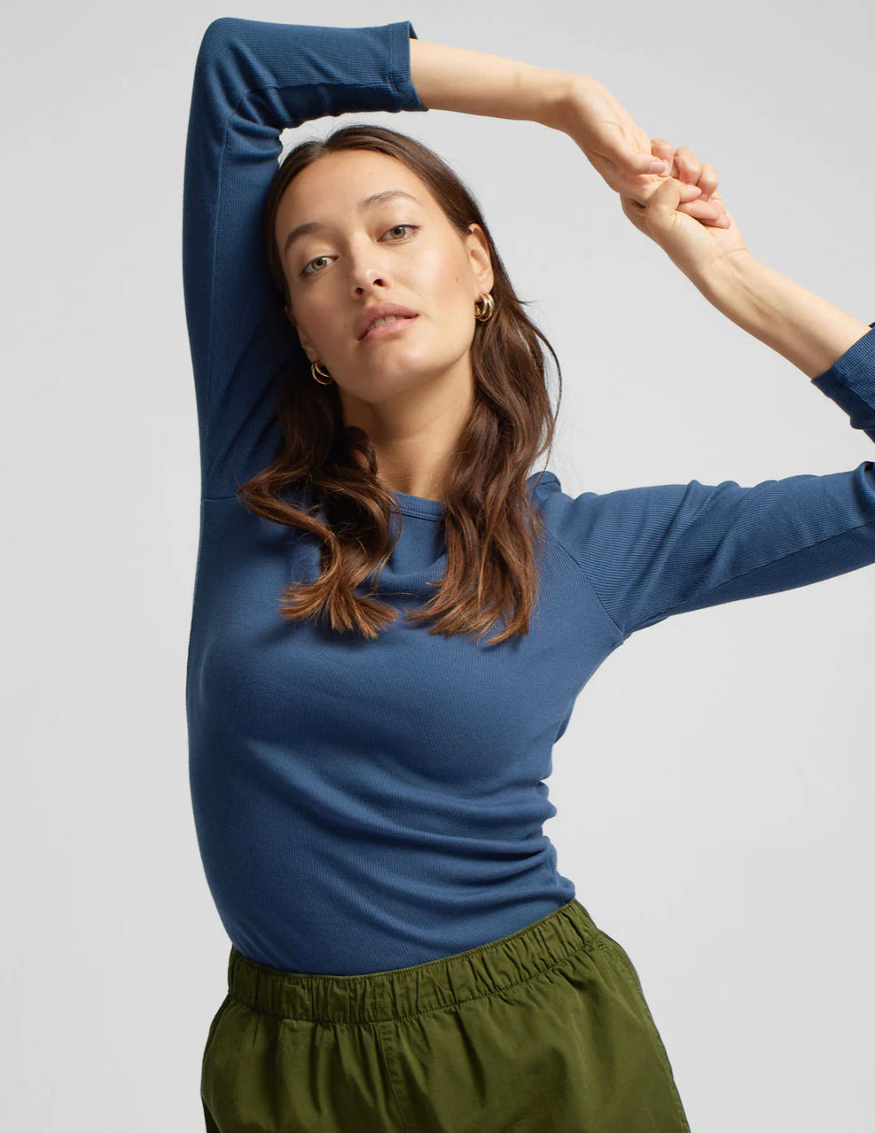 T-shirt Organic Rib LS - roze (flamingo)