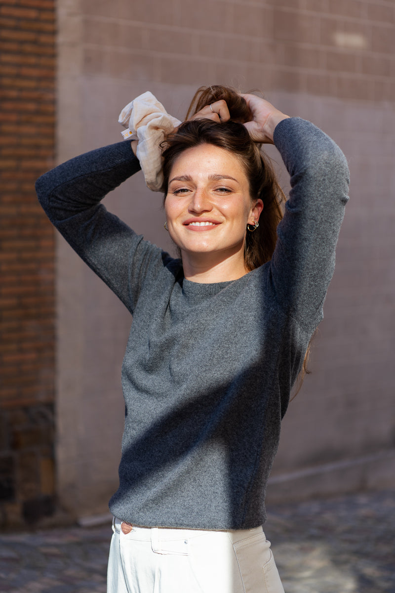 Trui Light Merino Wool Crew - donkergrijs